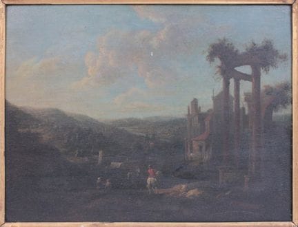 Ecole du XVIIIe siècle
Paysage de ruines animé
Hui