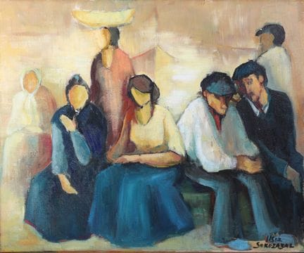 Usoz SOROZABAL (XXe)
Scène de marché.
Huile sur to