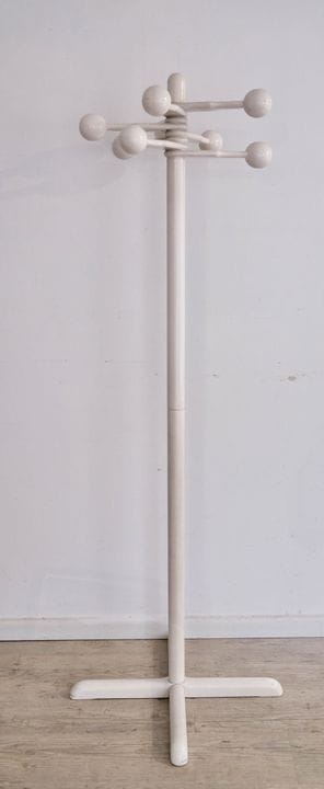 Porte-manteaux moderniste en bois laqué blanc, à h