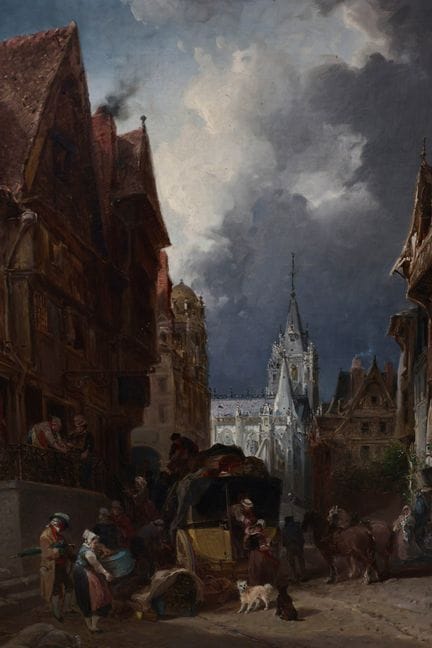 Jules Achille NOËL (1810/15-1881) 
Rue animée en B