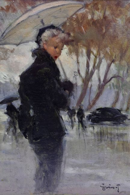 Pierre GRISOT (1911-1995)
Elégante sous la pluie
H