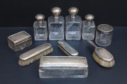 Parties de nécessaire de toilette en argent 950°/°