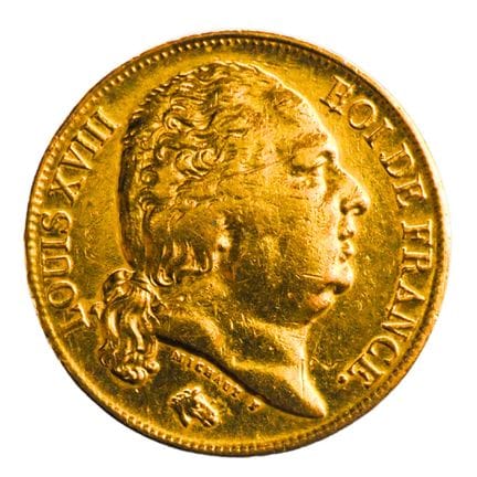 FRANCE - RESTAURATION - 20 francs Louis XVIII, bus