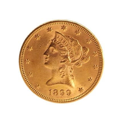 10 dollars « Eagle », 1899 - Philadelphie.
Avers :