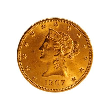 10 dollars « Eagle », 1907 - Philadelphie.
Avers :