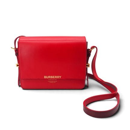 BURBERRY
Burberry手袋，"Grace"款式，采用红色和酒红色的光面皮革制成。可单肩背