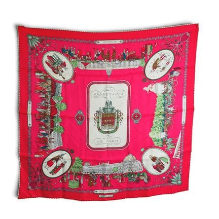 HERMÈS 
Carré Hermès en soie à 70x70 cm "Promenade