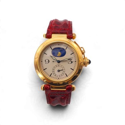 CARTIER
Pasha Moonphase watch, model 0451, with qu