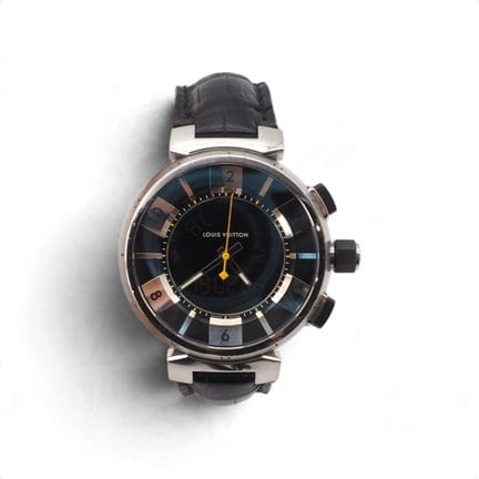 LOUIS VUITTON
"Tambour" chronograph watch with qua