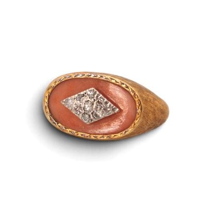 Bague en or jaune 18 K, 750/1000, ornée de corail 