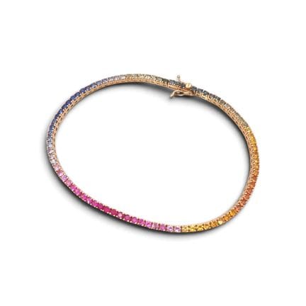 Bracelet tennis en or rose 18 K, 750/1000, orné de