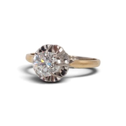 Solitaire en or jaune et or blanc 18K, 750/1000, s