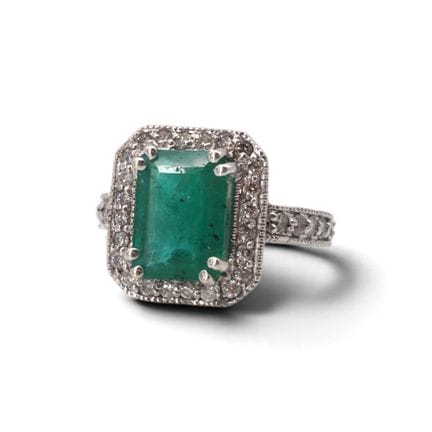 Bague en or blanc 14 K, 585/1000, sertie d’une imp
