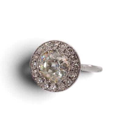 Bague solitaire marguerite en platine 950/1000, or