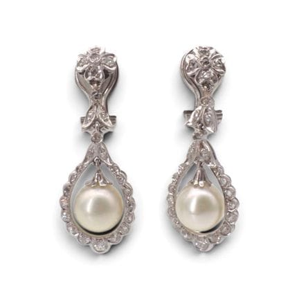 Boucles d’oreilles pendantes à clips en or blanc 1
