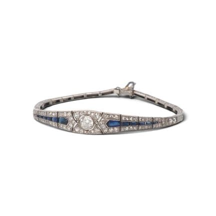 Bracelet semi-rigide Art déco en platine 900/1000,