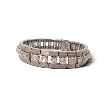 Bracelet rivière en diamants semi-rigide en or bla