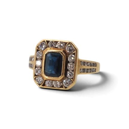 Bague style Art déco en or jaune 18K, 750/1000, se