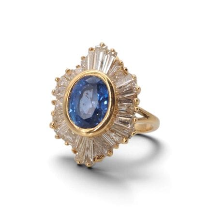 Bague pompadour en or jaune 18 K 750/1000, sertie 