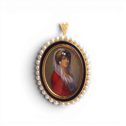 Broche/pendentif en or jaune 18 K 750/1000, avec e