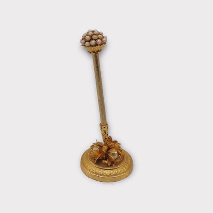 Porte stylo ou stylo de mariage en métal doré, orn