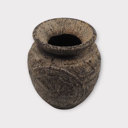 Vase décoratif en bois à motifs géométriques et fl