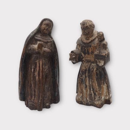 Statuettes religieuses à poser en bois représentan
