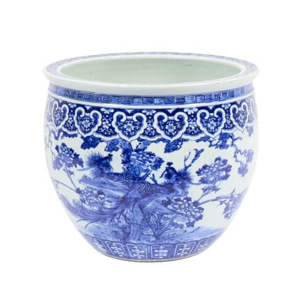 Jardinière ou cache-pot en porcelaine chinoise ble