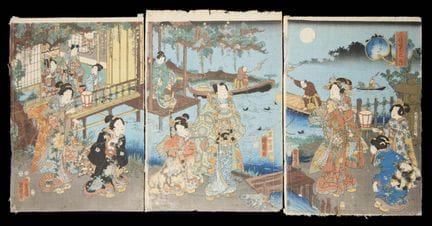 Toyohara Kunichika (Japaner, 1835–1900). Dreiteili