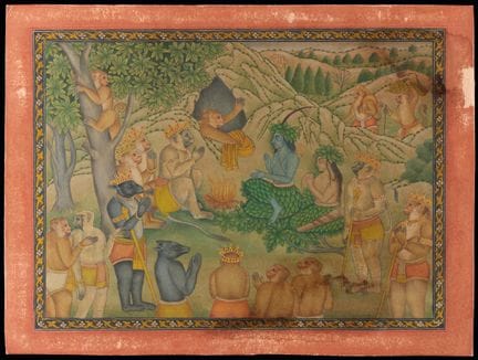 Miniaturgemälde der indischen Pahari- oder Rajasth
