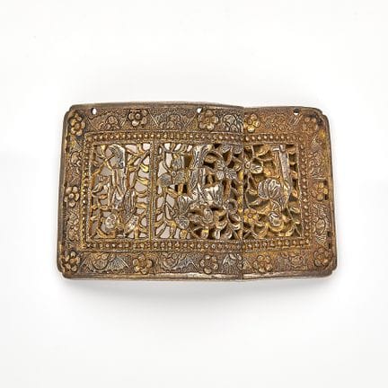 Boucle de ceinture chinoise en argent doré représe