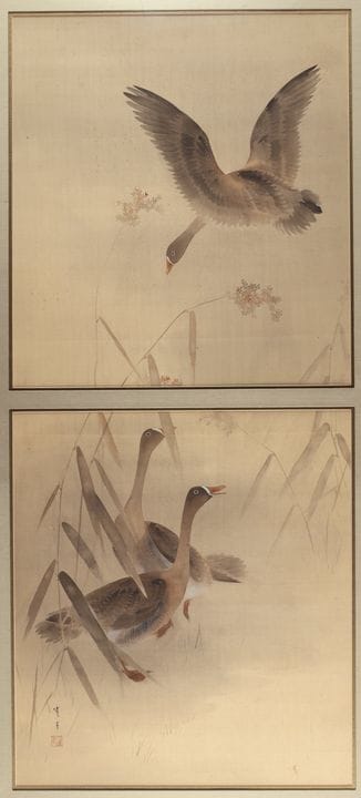 Rouleau de peinture sur soie à l'encre de Chine, e