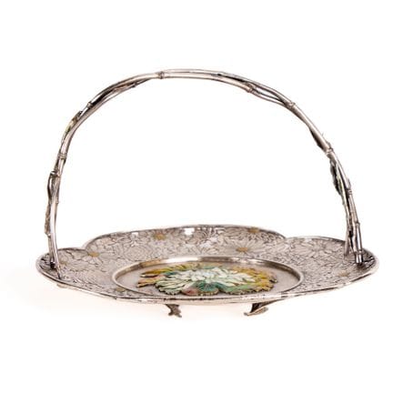 Panier de mariage ou plat à anses en filigrane d'a