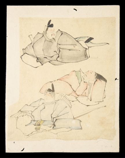 Étude au pinceau à l'encre de Chine et à la couleu