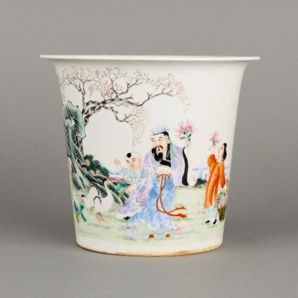 Jardinière ou pot à pinceaux « bitong » en porcela