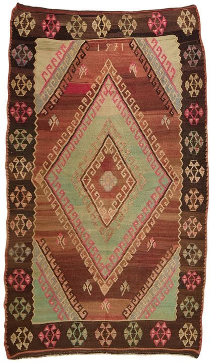 Großer anatolisch-türkischer Kelim-Teppich in Flac