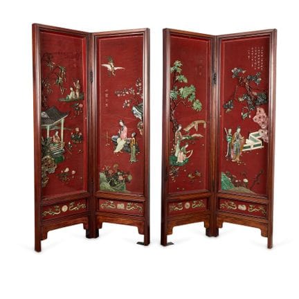 Paire de paravents pliants chinois à deux panneaux