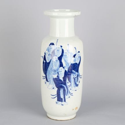 Grande vaso cinese in porcellana blu e bianca di f
