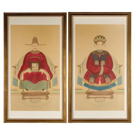 Paire d’aquarelles chinoises sur soie représentant