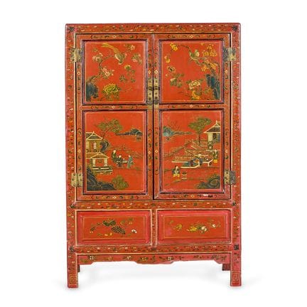 Meuble d'appoint chinois en bois laqué rouge, XXe 
