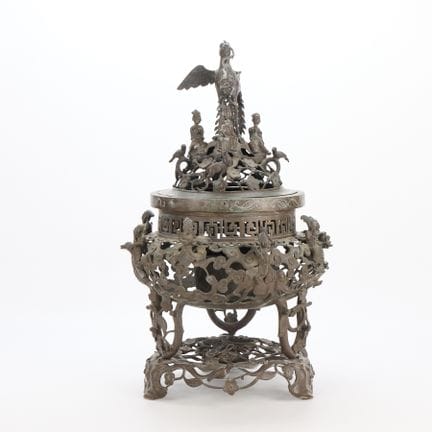 Encensoir japonais en bronze à motif réticulé, fin