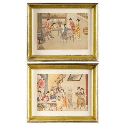 Lot de deux aquarelles chinoises sur papier destin