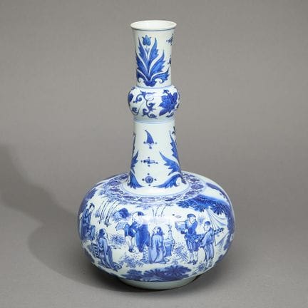 Vaso cinese in porcellana blu e bianca di periodo 
