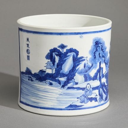 Vaso portapennelli in porcellana blu e bianca da e