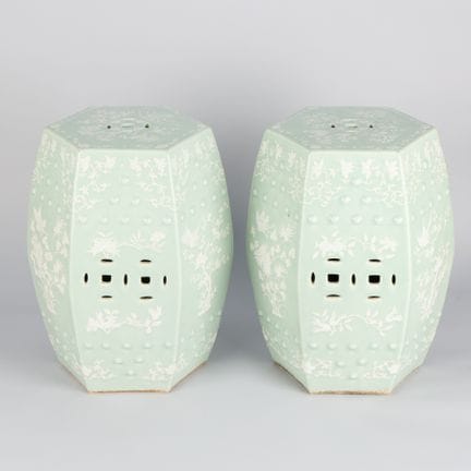 Paire de tabourets de jardin en porcelaine chinois