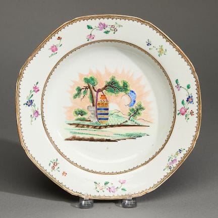 Assiette à soupe octogonale en porcelaine chinoise