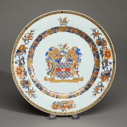 Grande assiette chinoise en porcelaine Imari d’exp