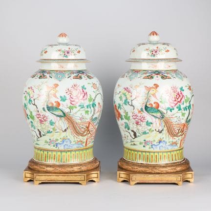 Grande paire de vases balustres chinois en porcela