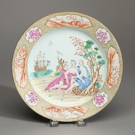 Assiette en porcelaine chinoise à motifs européens