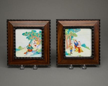 Paire de plaques en porcelaine chinoise d'exportat
